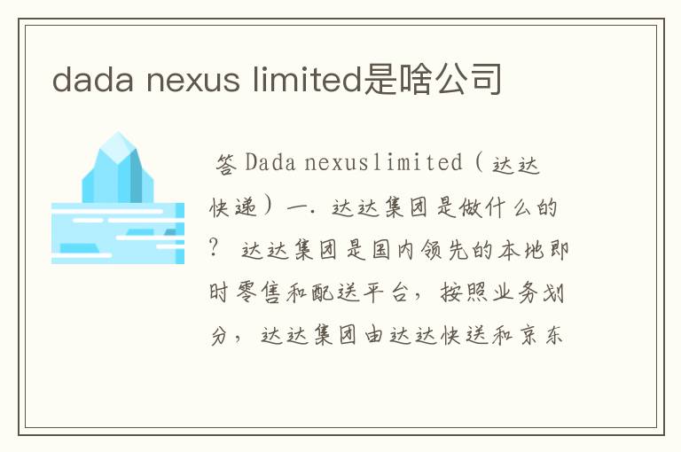 dada nexus limited是啥公司