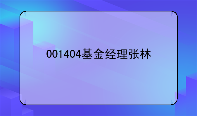 001404基金经理张林